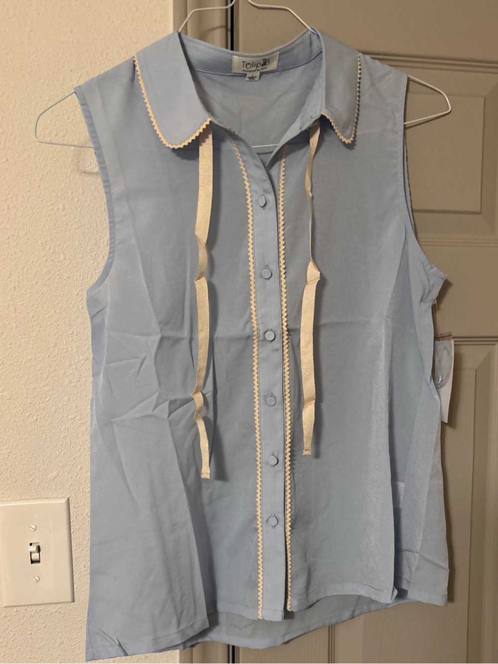 Tulip B Small Button Up W Tie Sleeveless vintage inspired Cottage NWT